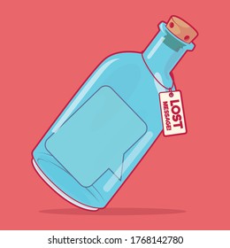 Lost message in a bottle vector illustration. Communication, lost, technology design concept