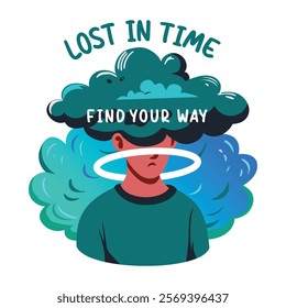 Lost mind character illustration in flat style 