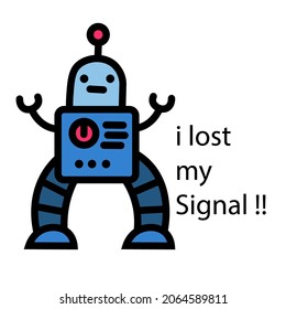 I lost my Signal Radio Robot Doodle Cartoon with Text for Shirt Poster Gift Card Cover or Logo Freestyle Drawing 