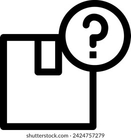 Lost package delivery services icon with black outline style. package, box, business, lost, delivery, shipping, parcel. Vector Illustration