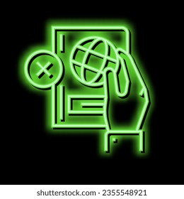 lost passport document refugee neon light sign vector. lost passport document refugee illustration