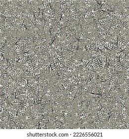 Lost pattern on a cement slab. Gray patches, short lines and pixels. Abstract wall texture. Grunge background. Vector seamless.
