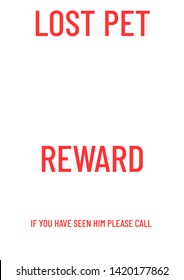 Lost Pet Poster Template. Missing Banner Design