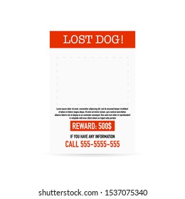 Lost Pet Poster Template. Missing Banner Design