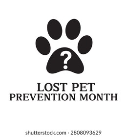 Lost pet prevention month awareness icon with animal paw print and question mark prevention question awareness illustration veterinary protection community outreach education