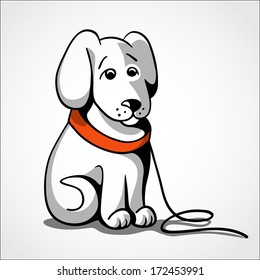 Lost sad puppy vector illustration
