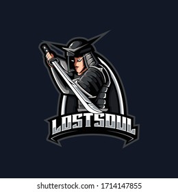 Lost Samurai Mascot Logo for Gaming, Stream Channel or Community