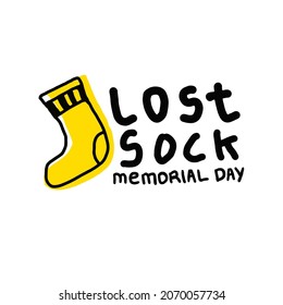 Lost Sock Memorial Day, May 9, rubber stamp, vector Illustration