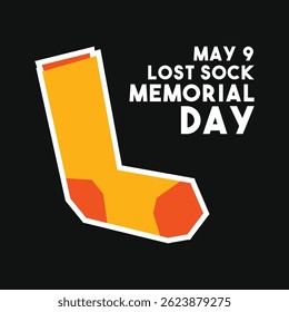 Lost Sock Memorial Day. May 9. Black background. Eps 10.