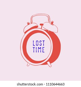 lost time alarm clock concept, vector illustration.