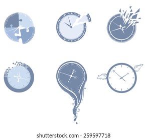 Lost Time Icon Set. Set Of Various Clocks Isolated On White Background. 