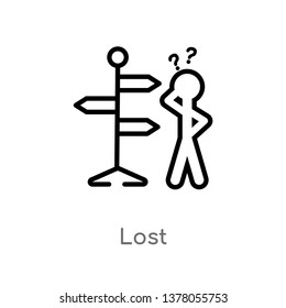 lost vector line icon. Simple element illustration. lost outline icon from signaling concept. Can be used for web and mobile