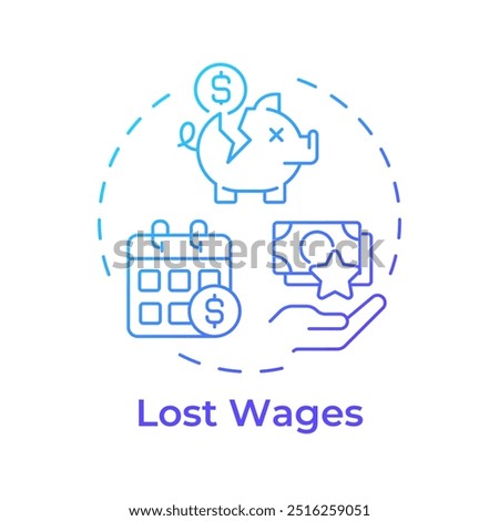 Lost wages blue gradient concept icon. Injury claim, compensation. Corporate management. Round shape line illustration. Abstract idea. Graphic design. Easy to use in infographic, presentation