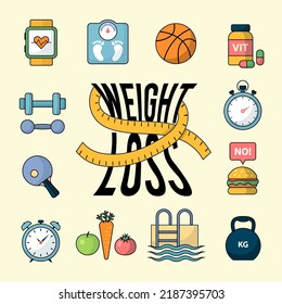 Lost weight. Sport infographic of healthy lifestyle measure systems lossing weight of fat people recent vector concept fitness icons