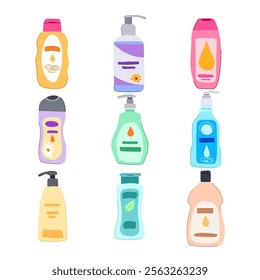 lotion baby set cartoon. gentle organic, fragrance free, soothing natural lotion baby sign. isolated symbol vector illustration