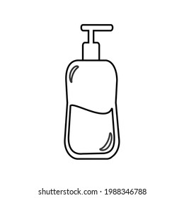 Botella de loción para el elemento Diseño sobre almohadas decorativas, lugares públicos, baños, salones de belleza. Colores. Gráficos vectoriales.