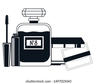 lotion bottle and eyelashes make up icon