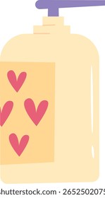 Lotion bottle with heart label vector flat illustration