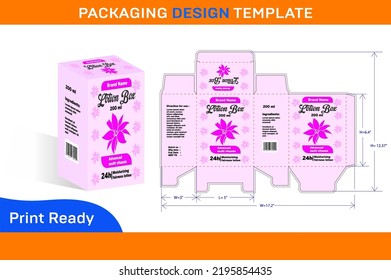 Lotion box 200 ml packaging design template