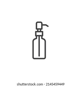 Lotion dispenser line icon. linear style sign for mobile concept and web design. Dispenser bottle outline vector icon. Symbol, logo illustration. Vector graphics