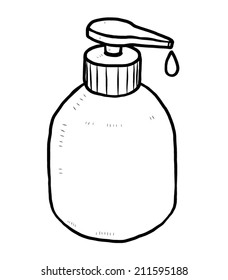 lotion in the drop bottle / cartoon vector and illustration, black and white, hand drawn, sketch style, isolated on white background.