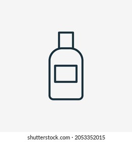 Lotion, Gel, Shampoo, Scrub para el icono de la línea del frasco de plástico del pelo. Envase para el Pictograma lineal de productos de cuidado del pelo. Paquete para el icono del producto de baño cosmético. Stroke editable. Ilustración de vectores aislados.