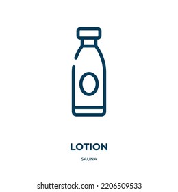 Lotion icon. Linear vector illustration from sauna collection. Outline lotion icon vector. Thin line symbol for use on web and mobile apps, logo, print media.