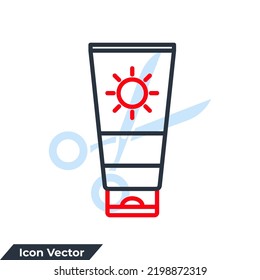 lotion icon logo vector illustration. Sunscreen symbol template for graphic and web design collection