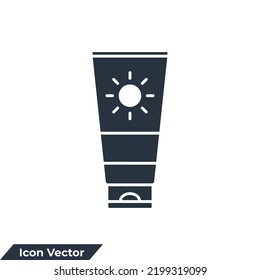 lotion icon logo vector illustration. Sunscreen symbol template for graphic and web design collection