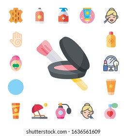 lotion icon set. 17 flat lotion icons.  Simple modern icons such as: skin, massage, spa, make up, beach, sun cream, makeup, sun lotion, gel, perfume, sunblock