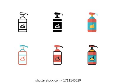Icono de loción ilustración vectorial con seis estilos diferentes. aislado sobre fondo blanco