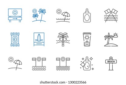 lotion icons set. Collection of lotion with beach, perfume, sun cream, makeup remover wipes. Editable and scalable lotion icons.