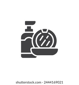 Lotion and mirror vector icon. filled flat sign for mobile concept and web design. Beauty and Personal Care glyph icon. Cosmetics products symbol, logo illustration. Vector graphics