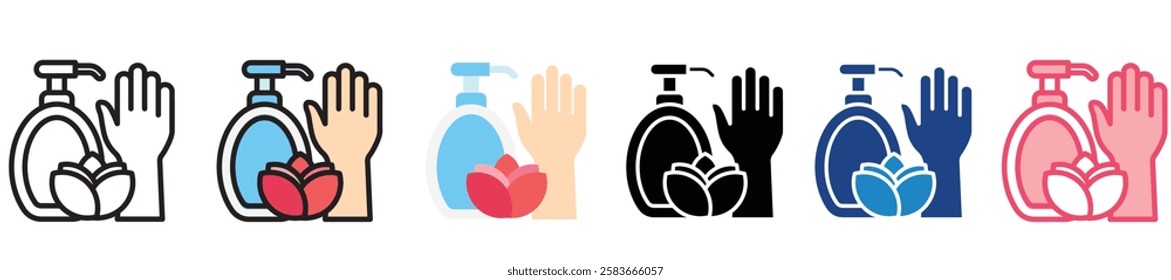 Lotion multi-style color icon, mini or small illustration, use for UI, UX, app and web development, digital or print. for health, beauty, personal care, body treatment.