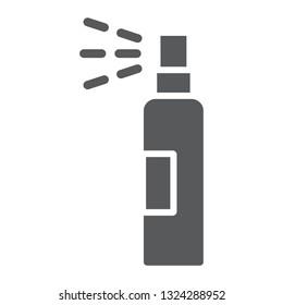 Lotion spray glyph icon, hairdressing and sprayer, bottle spray sign, vector graphics, a solid pattern on a white background, eps 10.