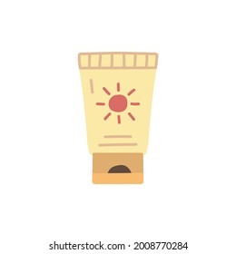 Lotion sunblock icon, sunscreen icon in  color icon, isolated on white background 