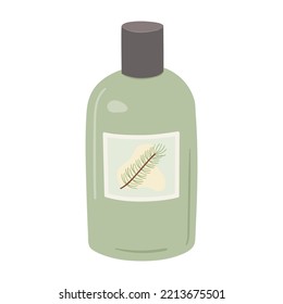 Lotion or tonik bottle isolated on white background. Hand draw beauty facial skin care product. Organic cosmetic flat vector illustration.