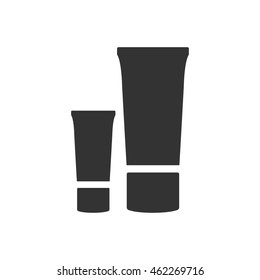 Lotion tube icon in single grey color. Massage, spa, sun tan