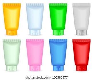 Lotion tube set on a white background. Vector illustration.