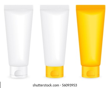 Lotion tube set on a white background. Vector illustration.