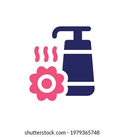 Lotion vector icon. Skincare cosmetics bottle with flower aroma. Moisturizer for beauty concept.