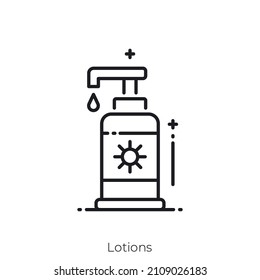Lotions icon. Outline style icon design isolated on white background