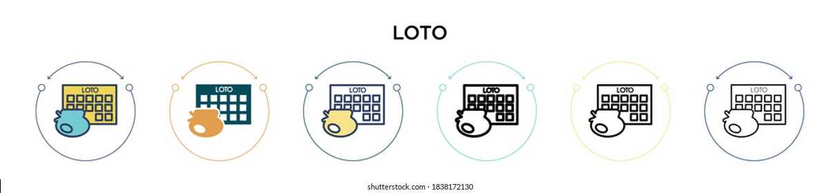 Loto icon in filled, thin line, outline and stroke style. Vector illustration of two colored and black loto vector icons designs can be used for mobile, ui, web