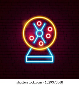 Loto Machine Neon Sign. Vector Illustration of Game Promotion.