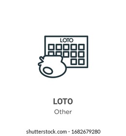 Loto outline vector icon. Thin line black loto icon, flat vector simple element illustration from editable other concept isolated stroke on white background