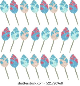 Lotos buds vector seamless pattern. Colorful and bright pattern of fabric.