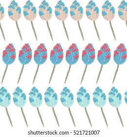 Lotos buds vector seamless pattern. Colorful and bright pattern of fabric.