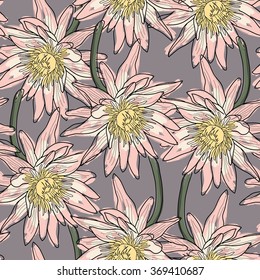 Lotos fabric pattern.Seamless vector floral texture