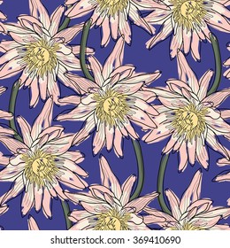 Lotos fabric pattern.Seamless vector floral texture