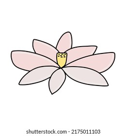 Lotos flower hand drawn icon illustration in cartoon doodle style tender pink